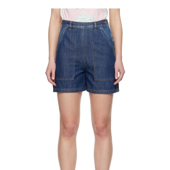 Weekend Max Mara Pants - Weekend Max Mara Elica Blue Jean Shorts Vintage Flare